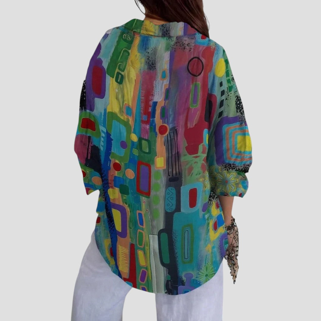 Edna | Elegant blus med geometriskt mönster