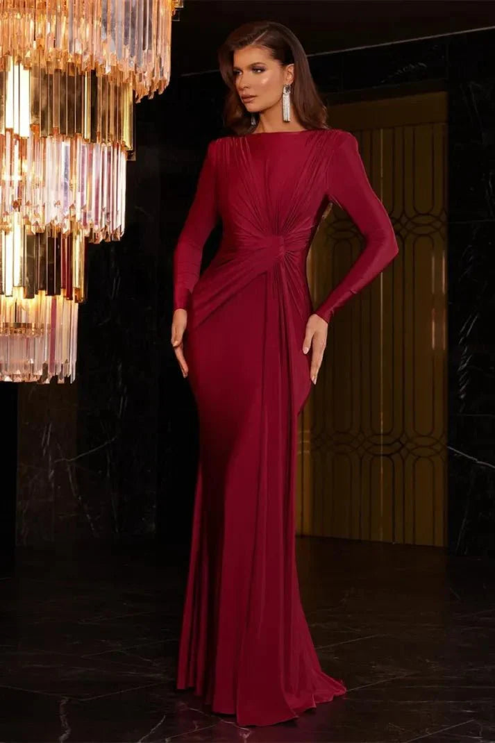 Michaela | Stilig Långärmad Twist Front Maxi Klänning