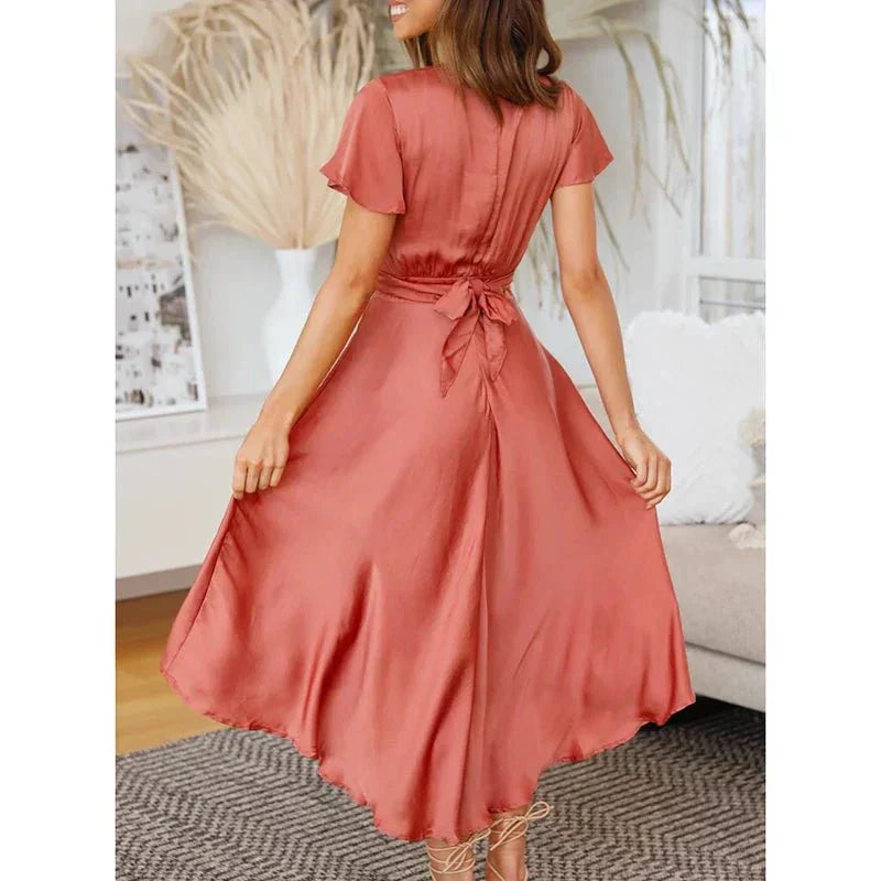 Rosella | Elegant Flutter-Ärm Midi Klänning