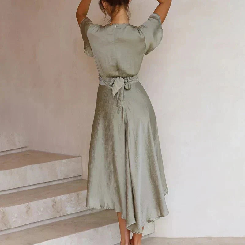 Rosella | Elegant Flutter-Ärm Midi Klänning