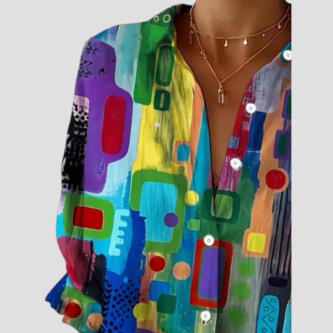 Edna | Elegant blus med geometriskt mönster